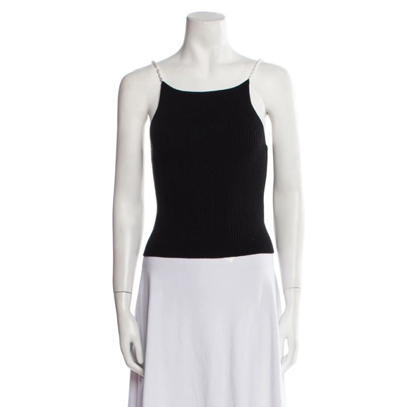 Musier Paris Black Knit Bateau Top with Pearl Straps 36 small - Picture 2 of 7